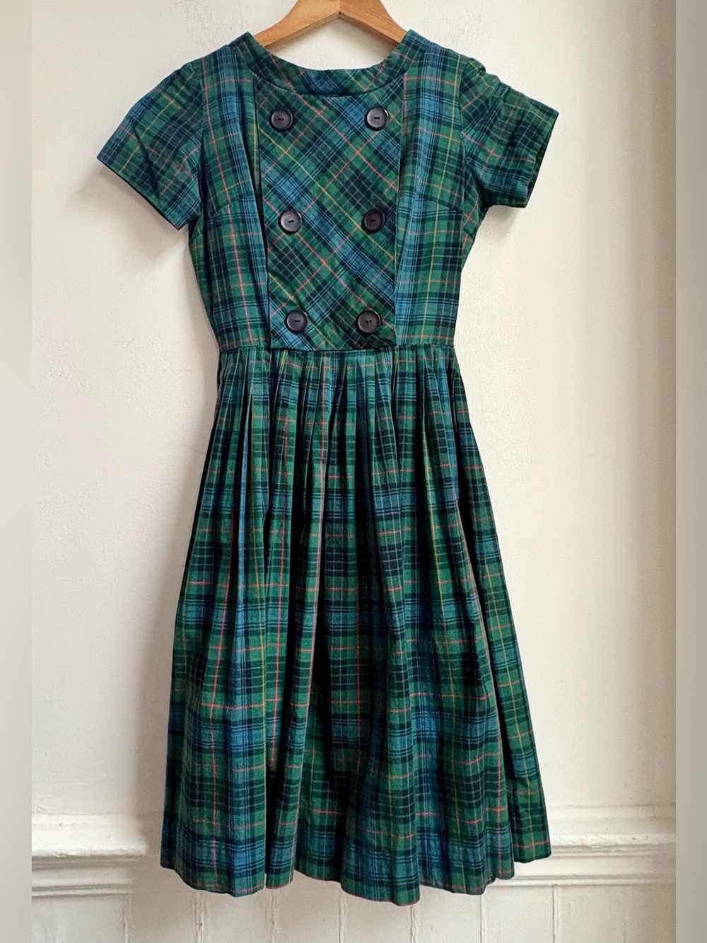 1960s vintage SIXTIES SCHOOLGIRL Betty Barclay Plaid day dress XS/sm - Picture 4 of 4